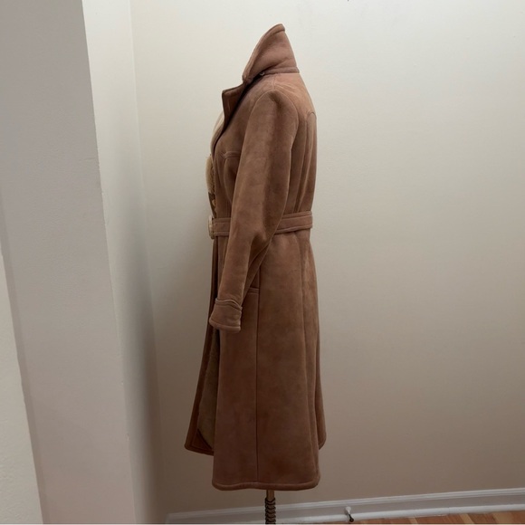 Vintage 70s Abercrombie & Fitch Tan Penny Lane Lamb Shearling Trench Coat Sz S/M - Picture 4 of 16